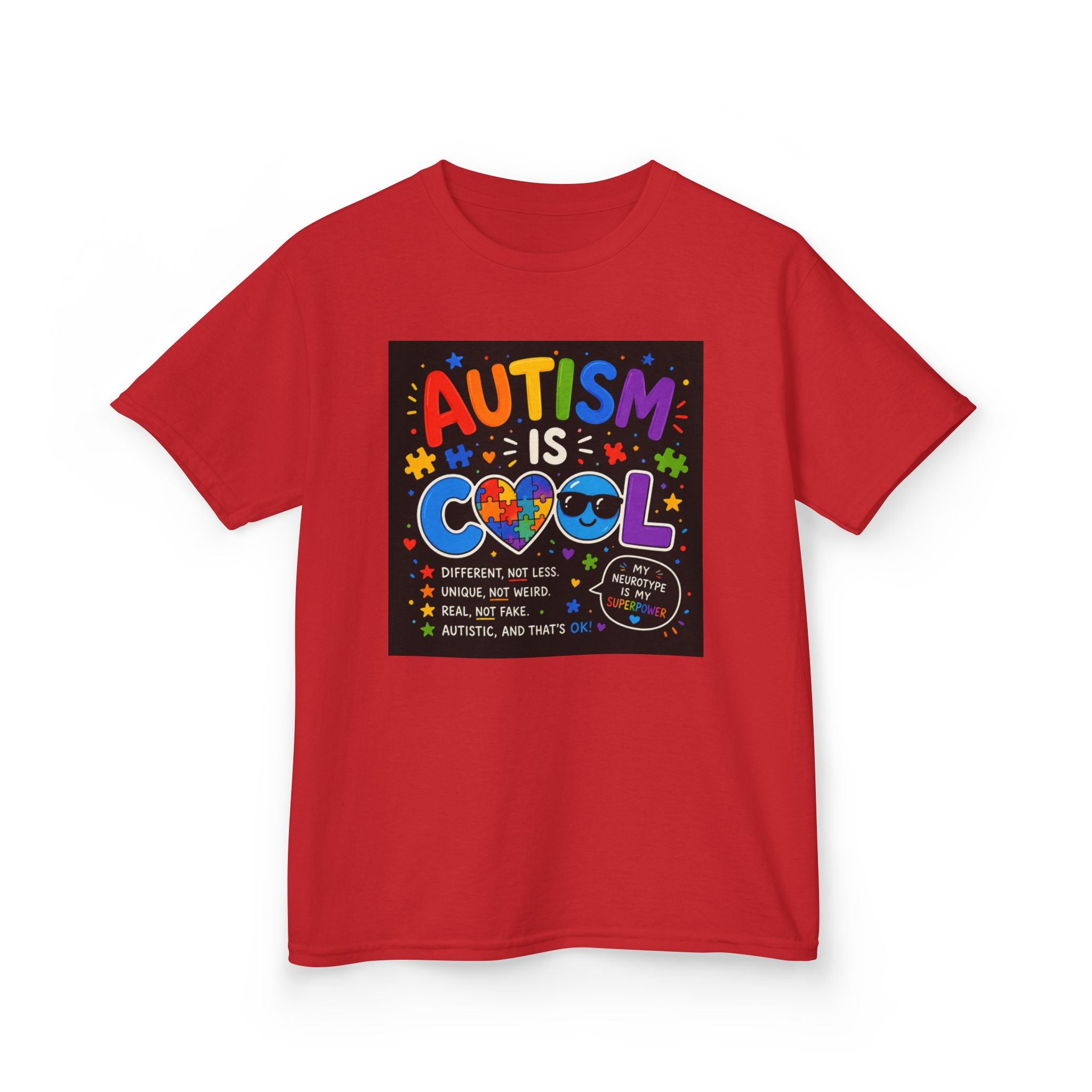 Autism Is Cool Kids T‑Shirt — Colorful Neurodiversity Pride Tee