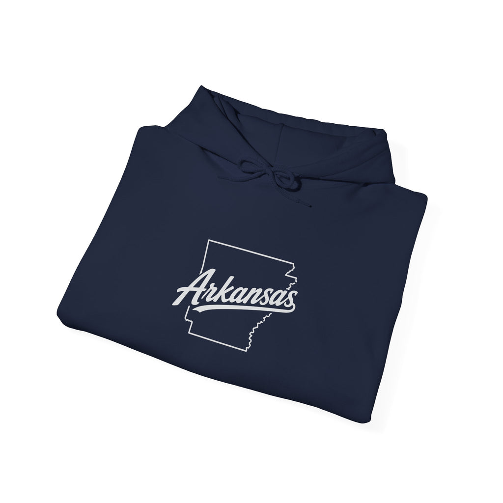 Arkansas Script State Outline Hoodie - Retro State Pride Pullover