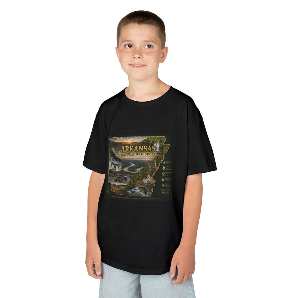 Arkansas State Retro Map Kids T-Shirt — Vintage Travel Scenic Tee