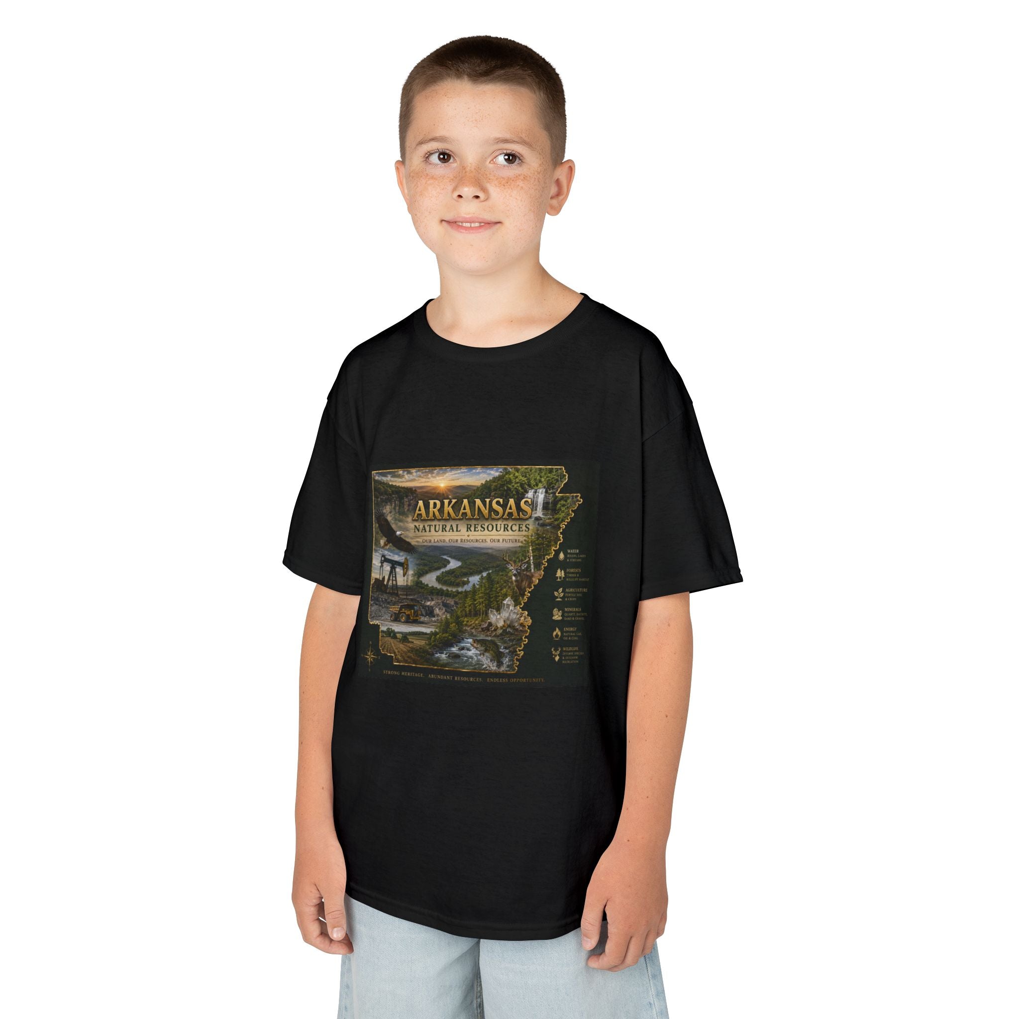 Arkansas State Retro Map Kids T-Shirt — Vintage Travel Scenic Tee