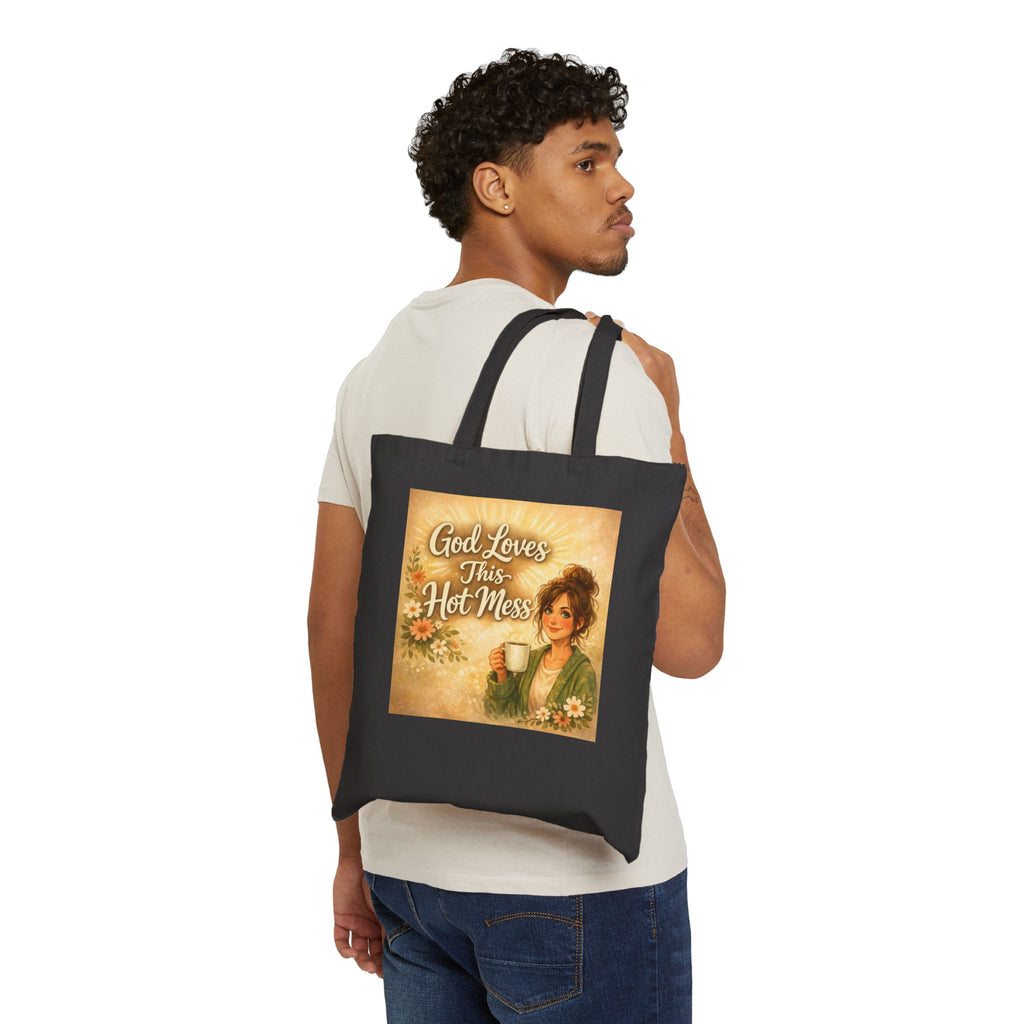 God Loves this Hot Mess Cotton Canvas Tote Bag