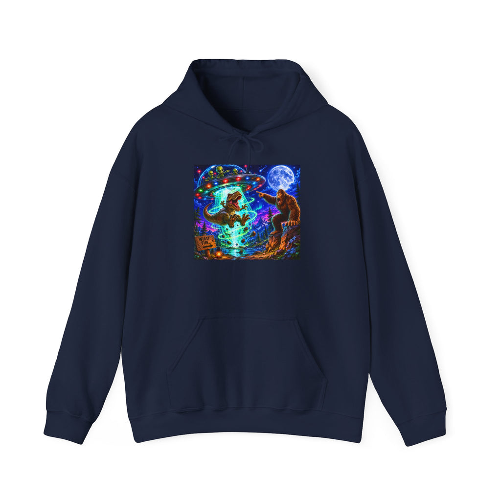 Psychedelic Alien, Dinosaur, Bigfoot Hoodie - Trippy Forest Spirit Graphic Sweatshirt