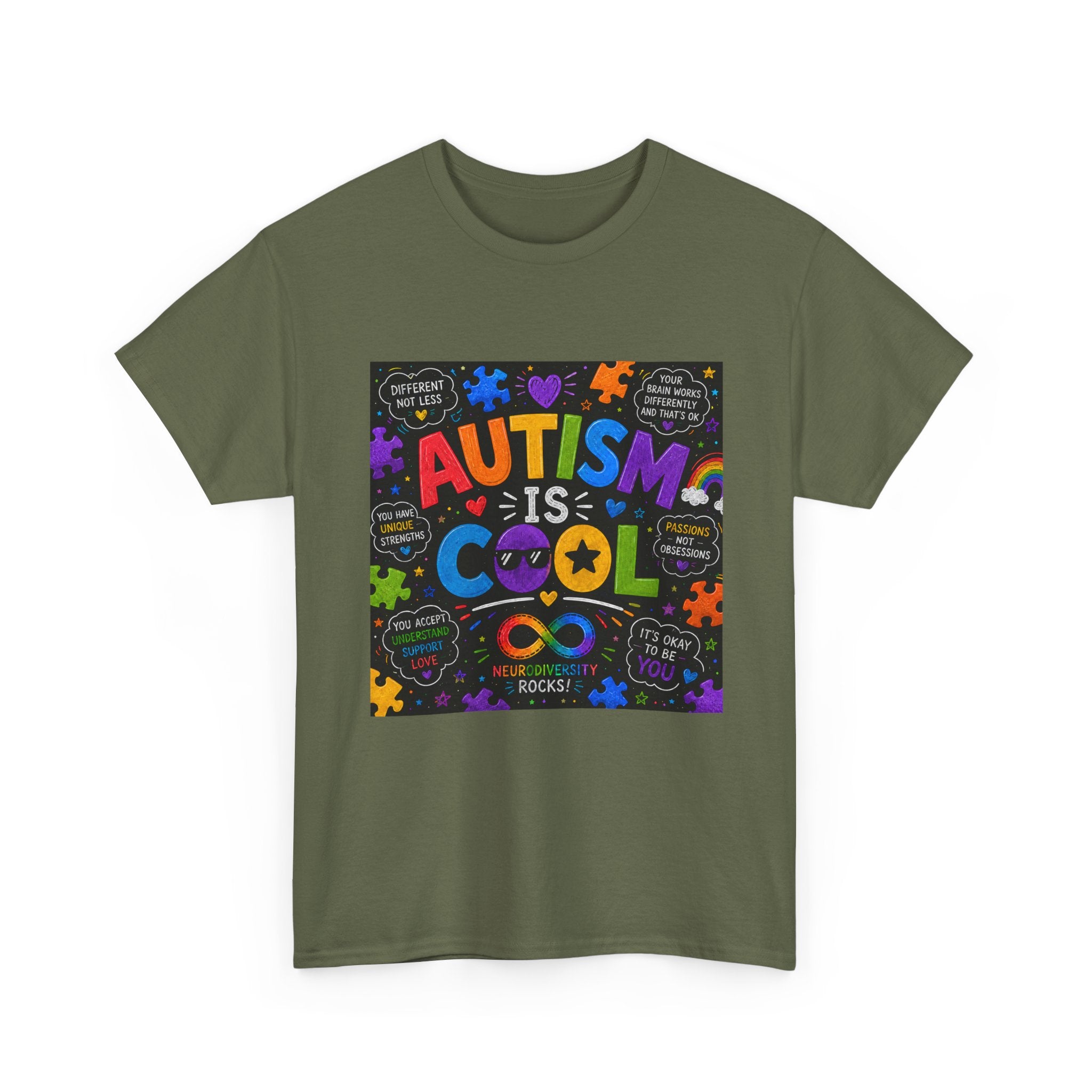 Autism Is Cool Tee — Colorful Puzzle-Heart Awareness T-Shirt