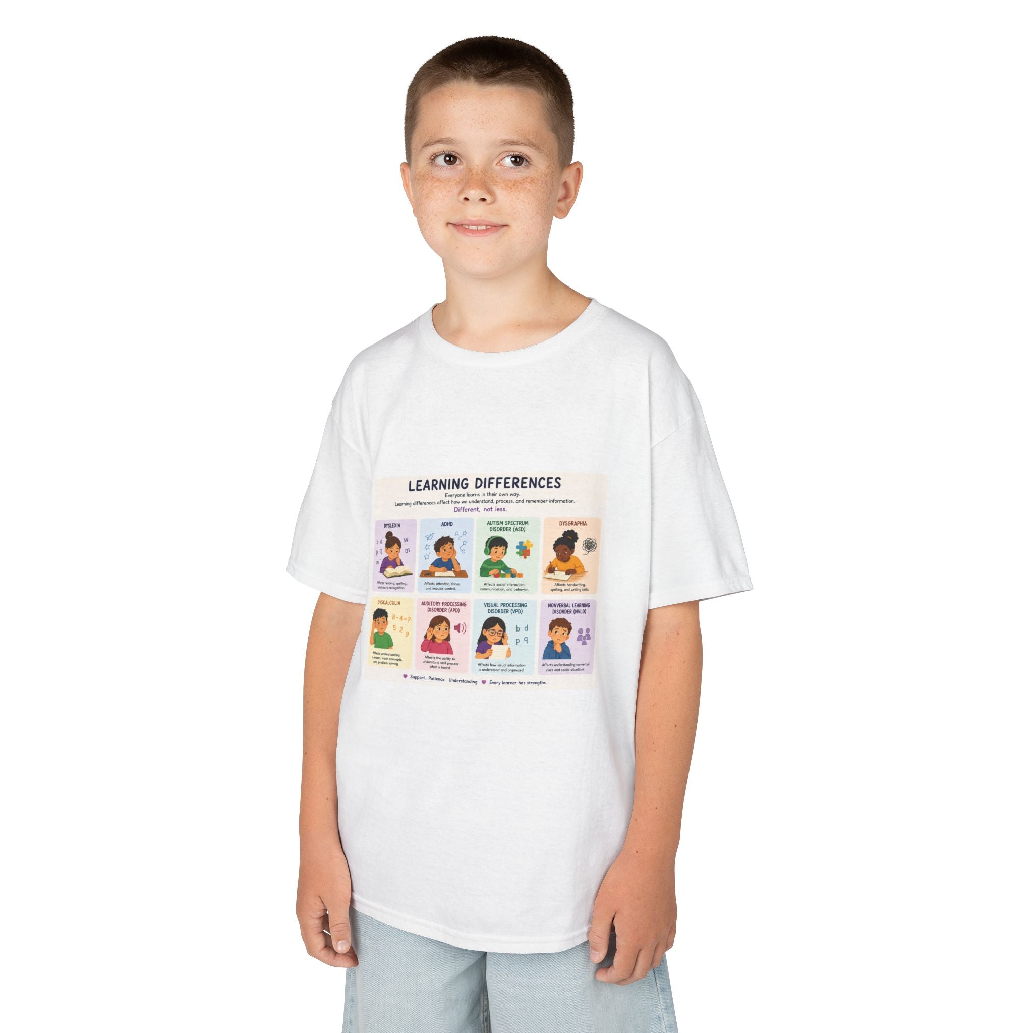 Kids Tee — 'Learning Differences' Educational Chart Graphic