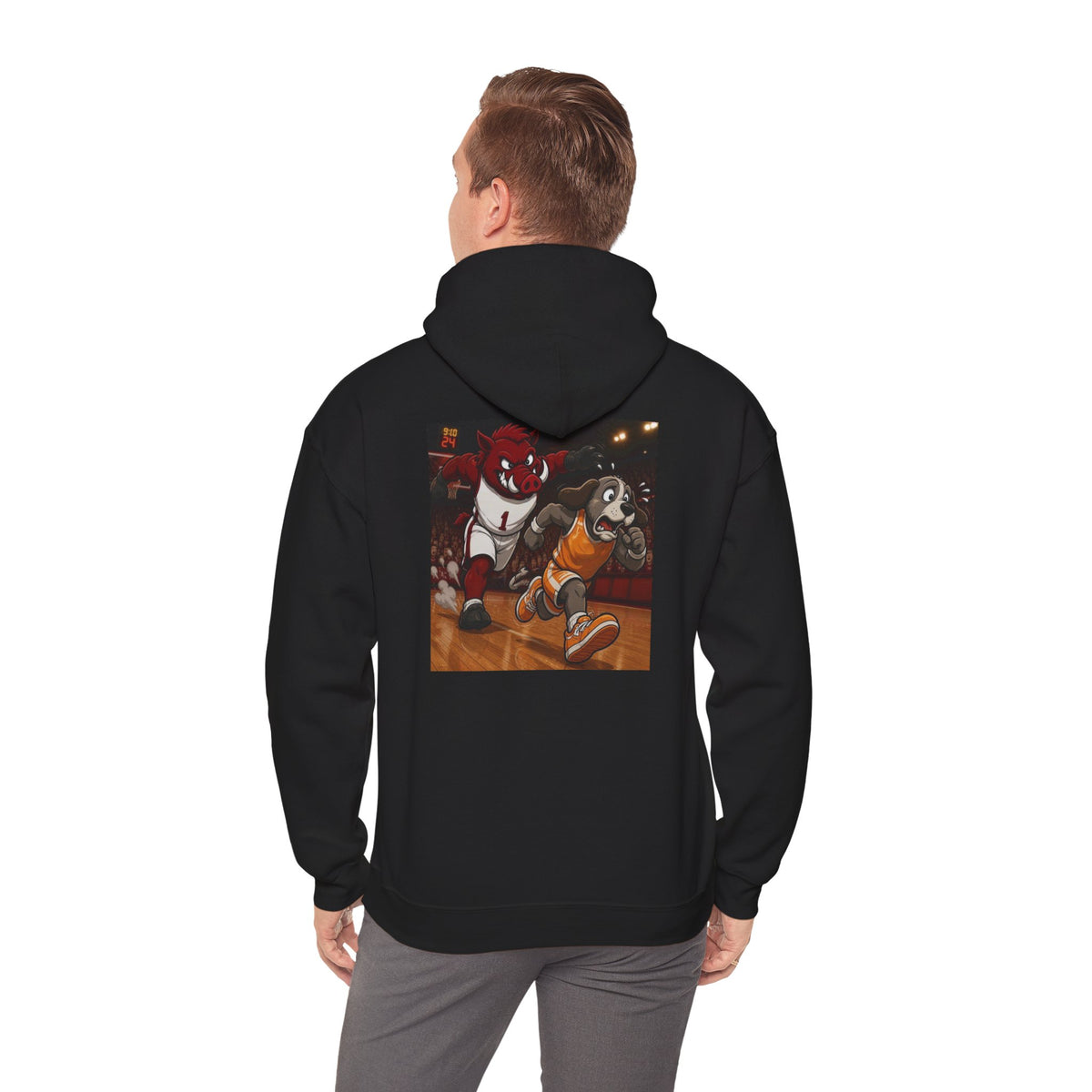 Arkansas Hoodie with Tennessee Mascot Basketball Graphic