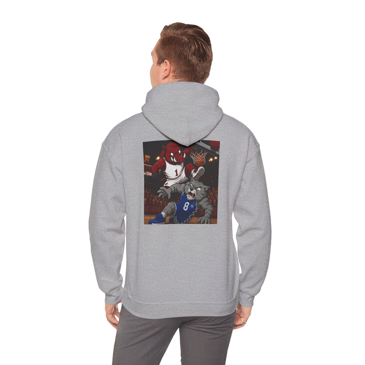 Arkansas Razorbacks State Outline Hoodie — College Mascot Basketball Back Print