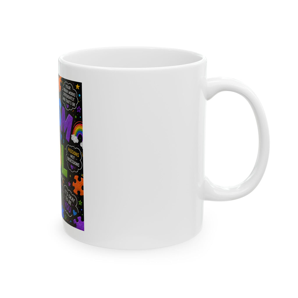 Autism Is Cool Ceramic Mug — Colorful Neurodiversity Pride Coffee Cup (11oz & 15oz)