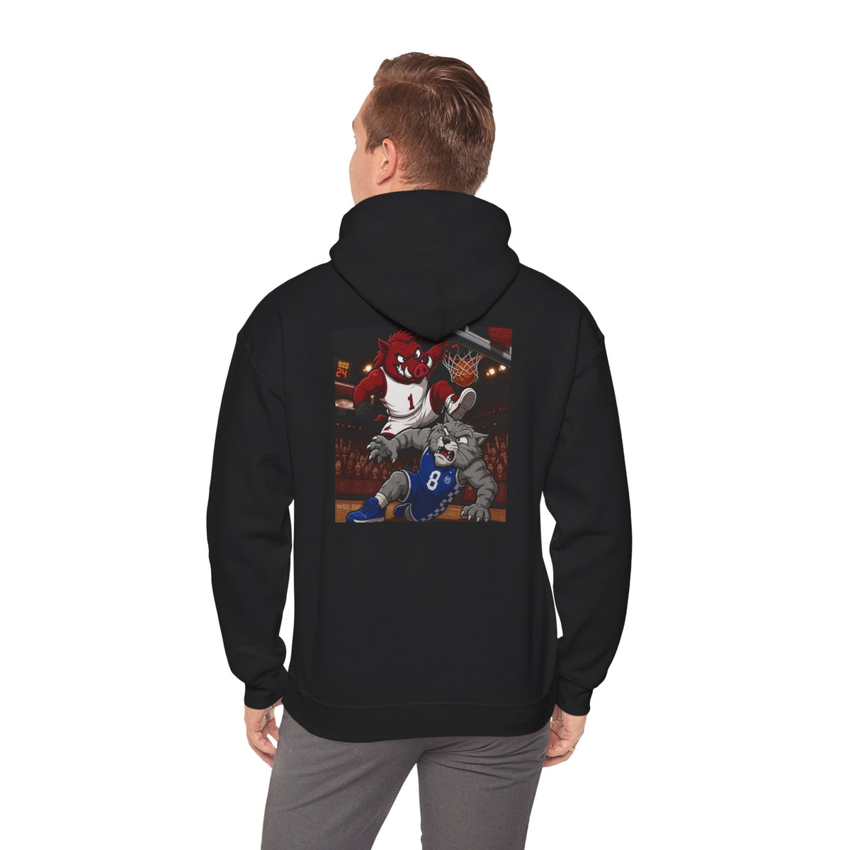 Arkansas Razorbacks State Outline Hoodie — College Mascot Basketball Back Print