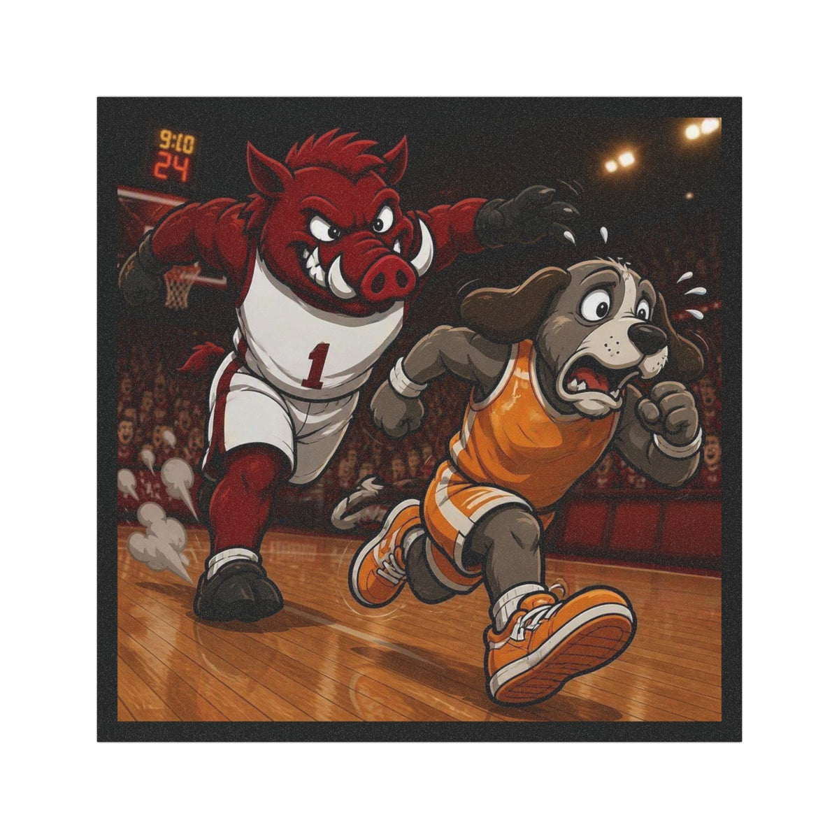 Basketball Mascot Car Magnet — Hog vs. Ole Smokey Court Chase