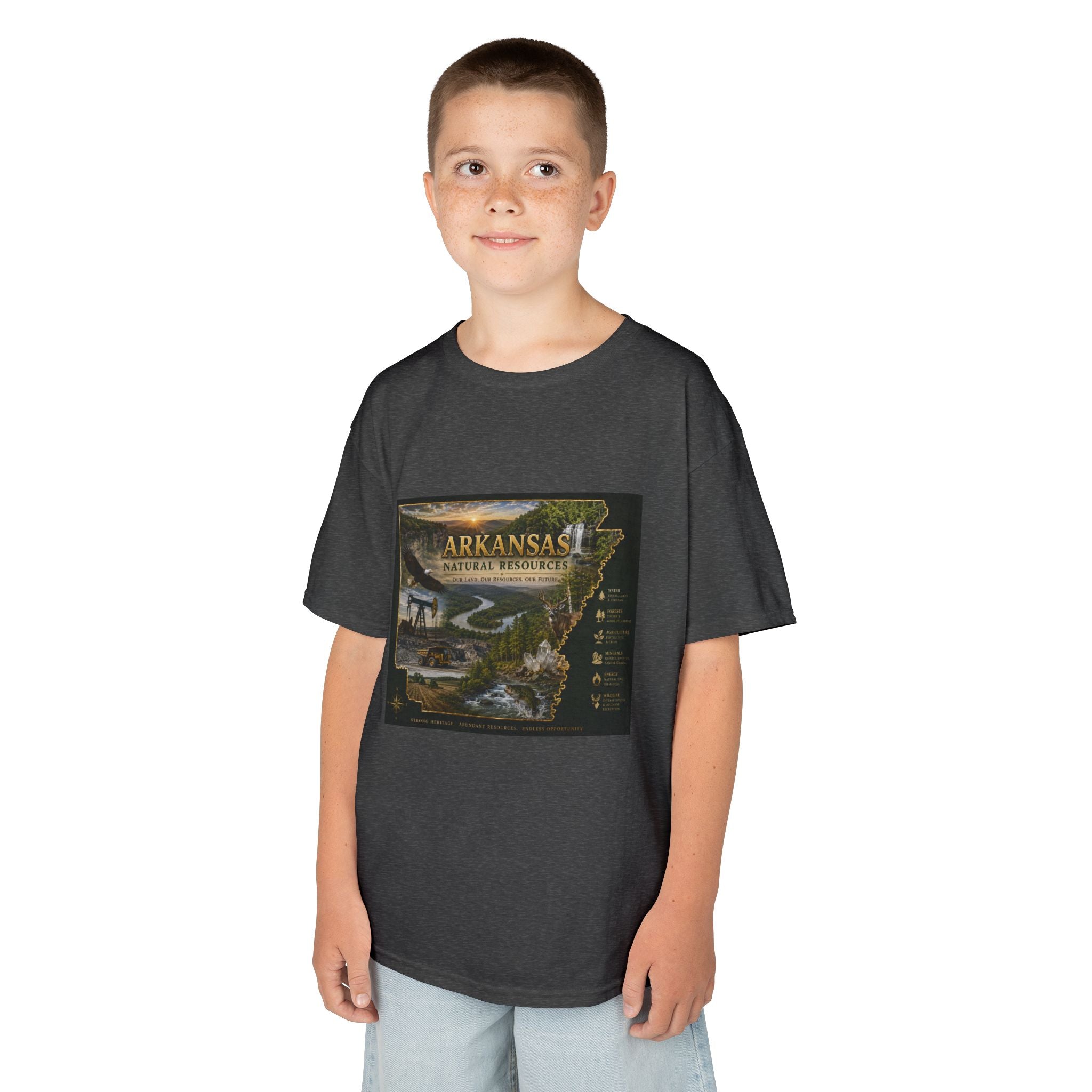 Arkansas State Retro Map Kids T-Shirt — Vintage Travel Scenic Tee