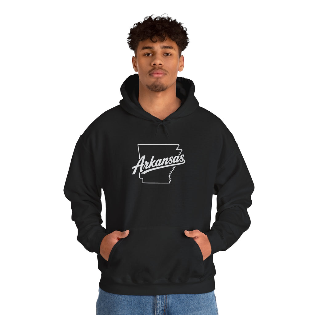 Arkansas Razorbacks Hoodie – Retro State Outline & Mascot Football Pullover