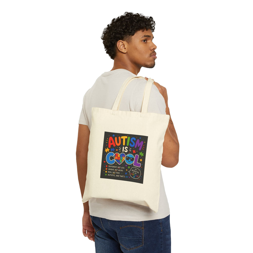 Autism Is Cool Canvas Tote Bag – Colorful Advocacy Grocery & Everyday Eco Tote