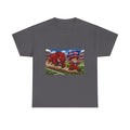 College Football Mascot Tee — 'Ole Piss' Running Hog Chasing Colonel Graphic