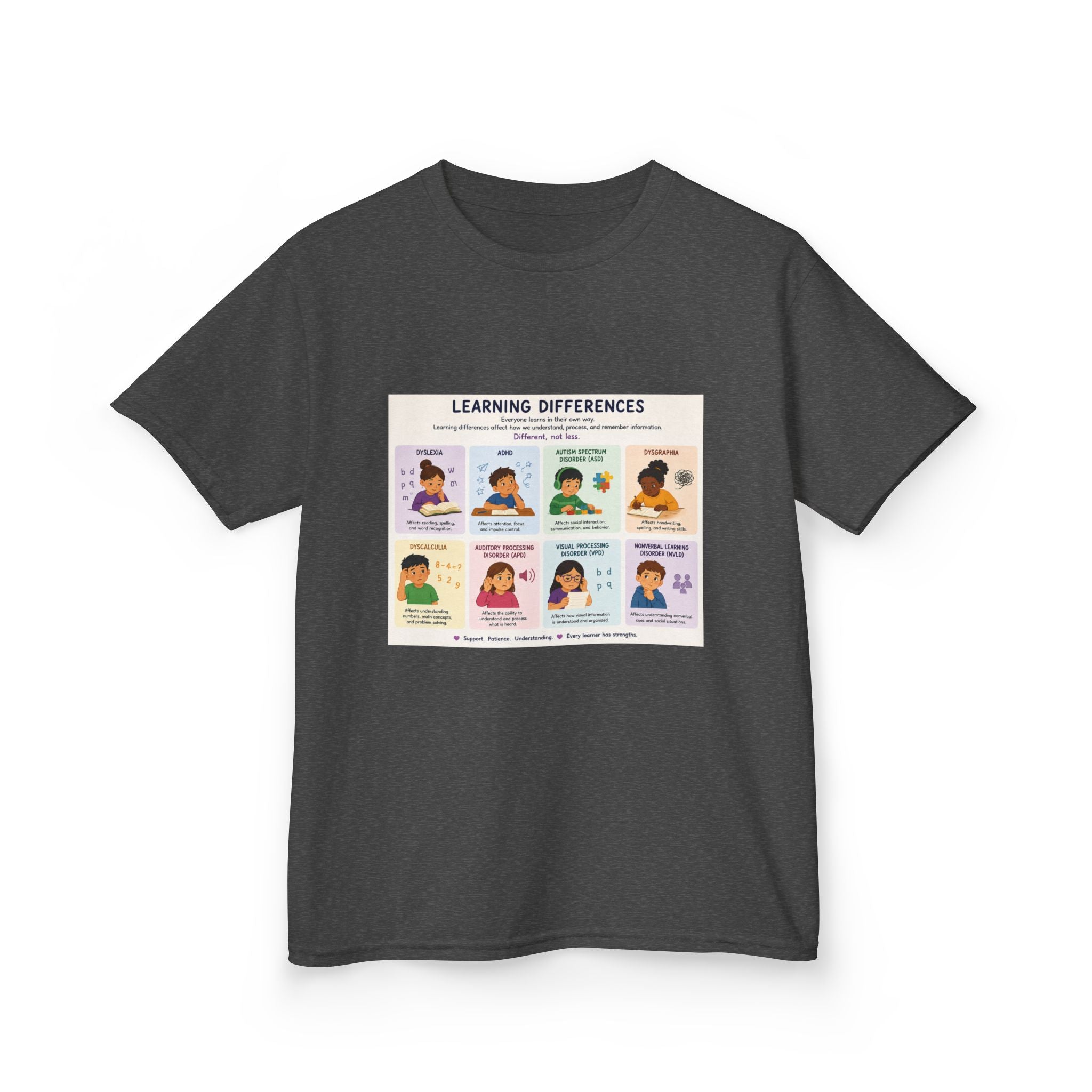 Kids Tee — 'Learning Differences' Educational Chart Graphic