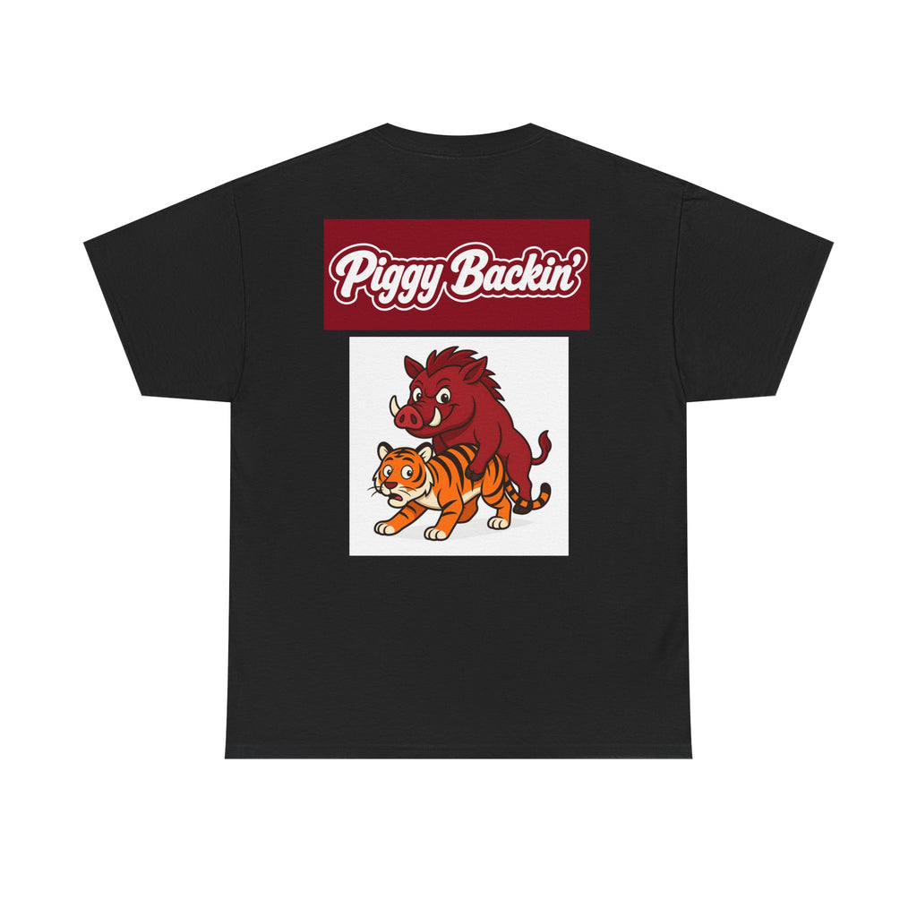 Arkansas 'Piggy Backin'' T‑Shirt — Retro Razorback & Tiger Graphic Tee