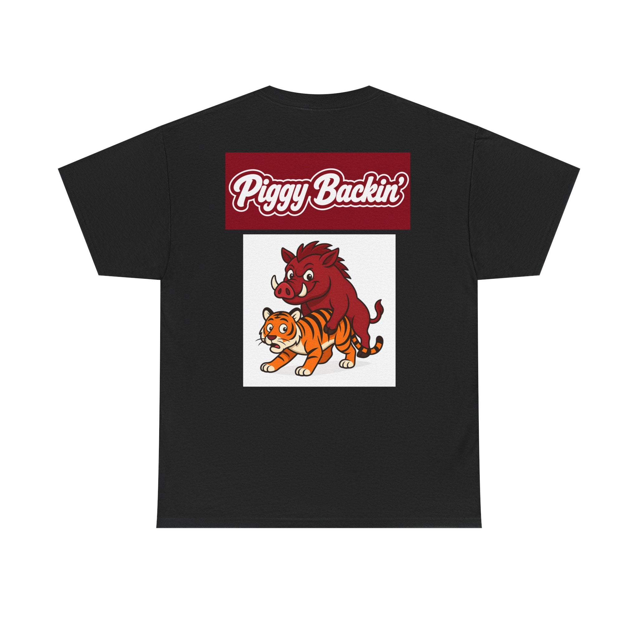 Arkansas 'Piggy Backin'' T‑Shirt — Retro Razorback & Tiger Graphic Tee