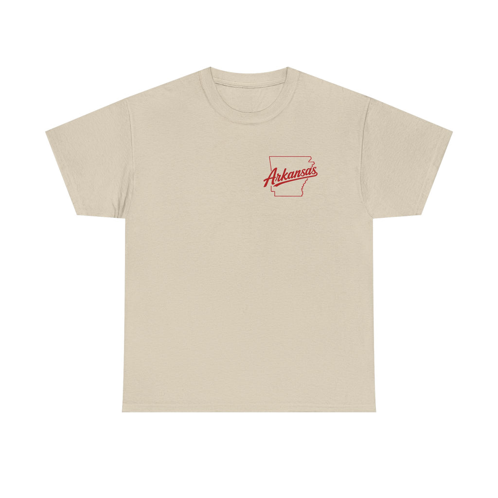 Arkansas Tigers Graphic Tee — State Script Front with ' Pissing on TIGERS' Back Photo Print
