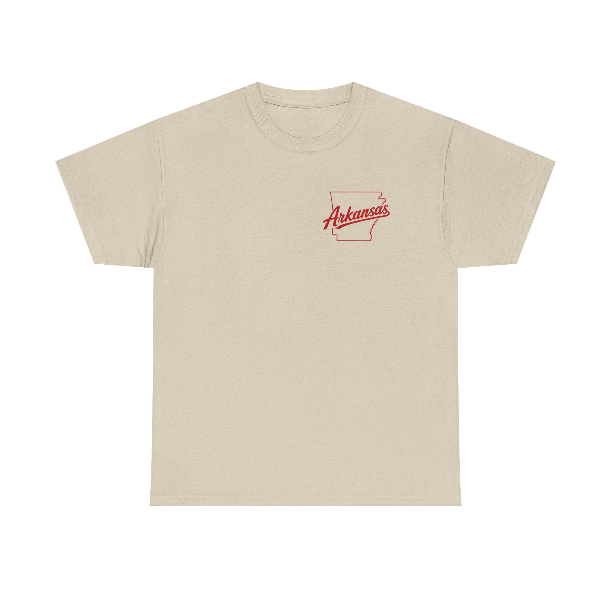 Arkansas Tigers Graphic Tee — State Script Front with ' Pissing on TIGERS' Back Photo Print