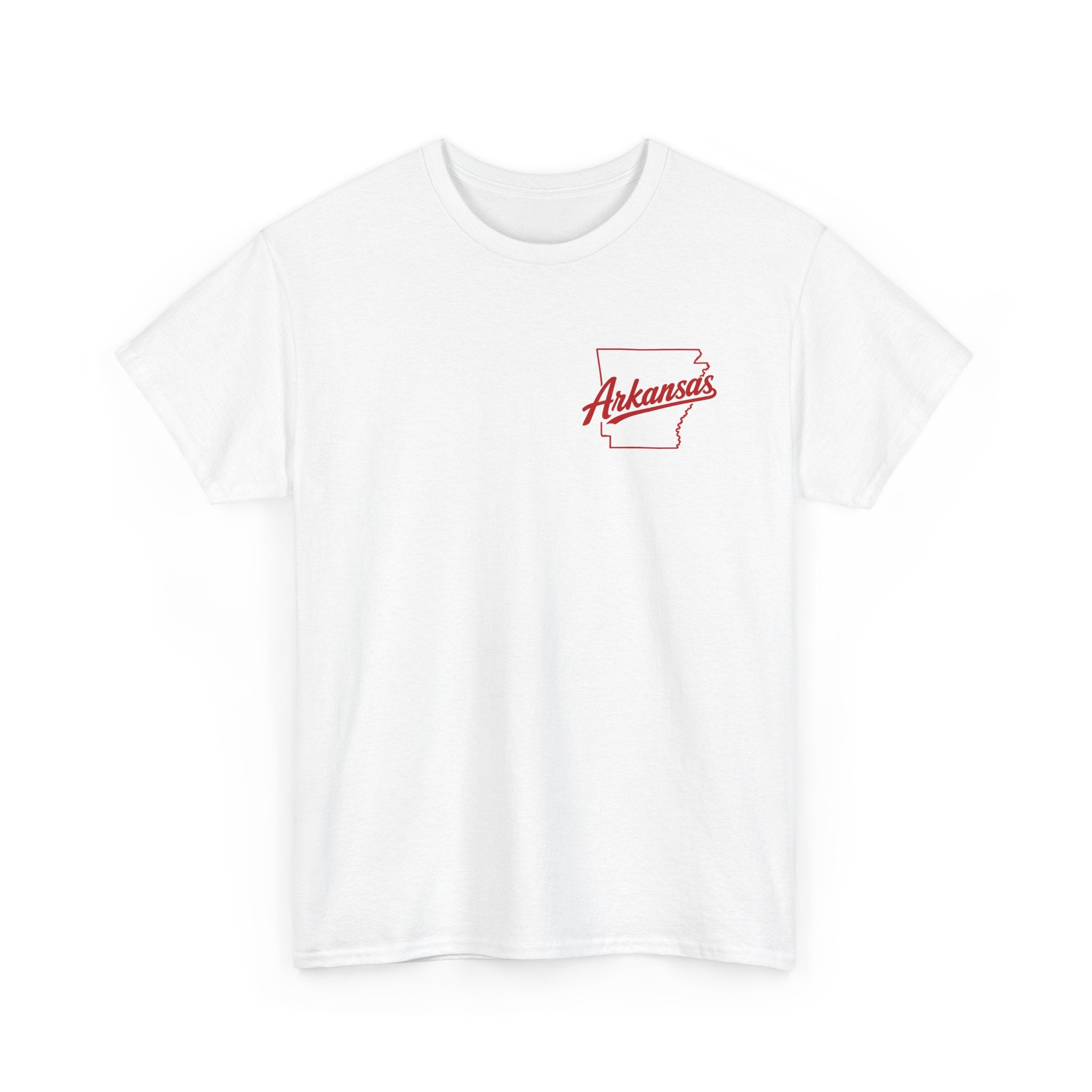 Arkansas Tigers Graphic Tee — State Script Front with ' Pissing on TIGERS' Back Photo Print