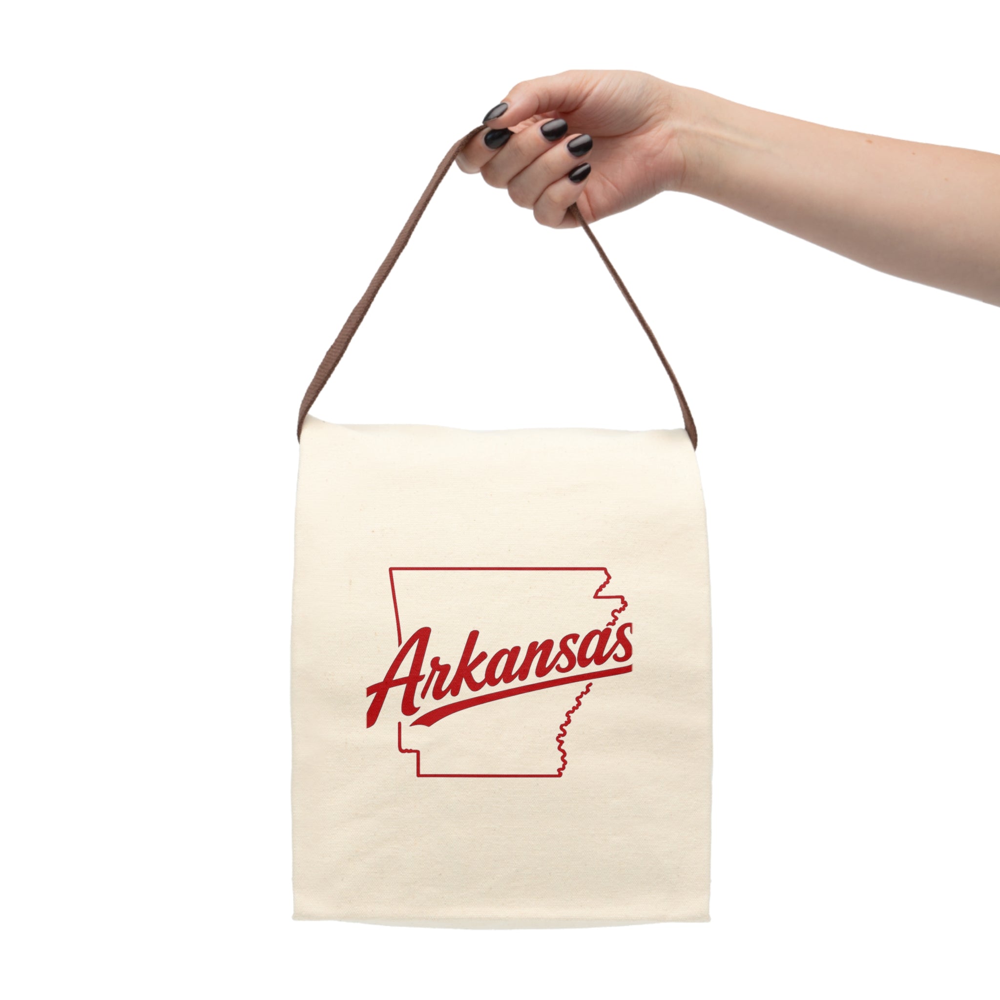 Arkansas State Canvas Lunch Bag with Strap — Retro Script Logo