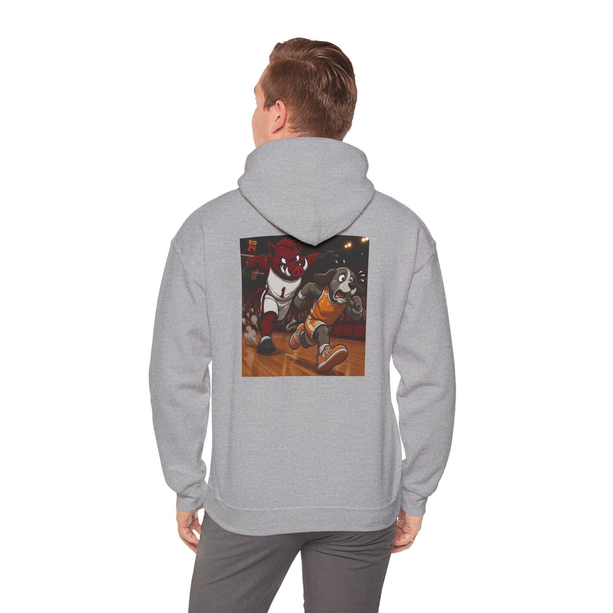 Arkansas Hoodie with Tennessee Mascot Basketball Graphic