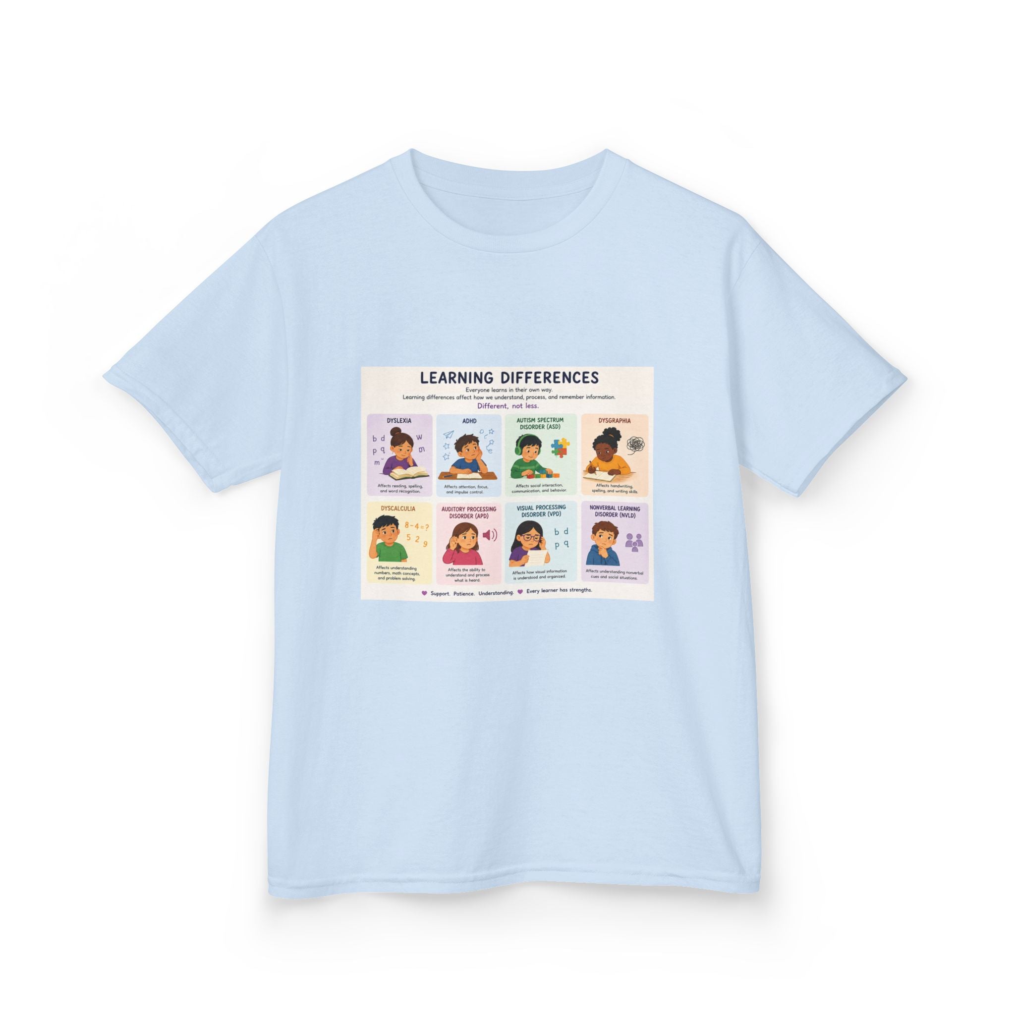 Kids Tee — 'Learning Differences' Educational Chart Graphic
