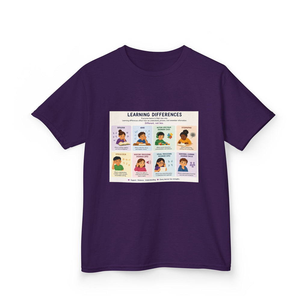 Kids Tee — 'Learning Differences' Educational Chart Graphic