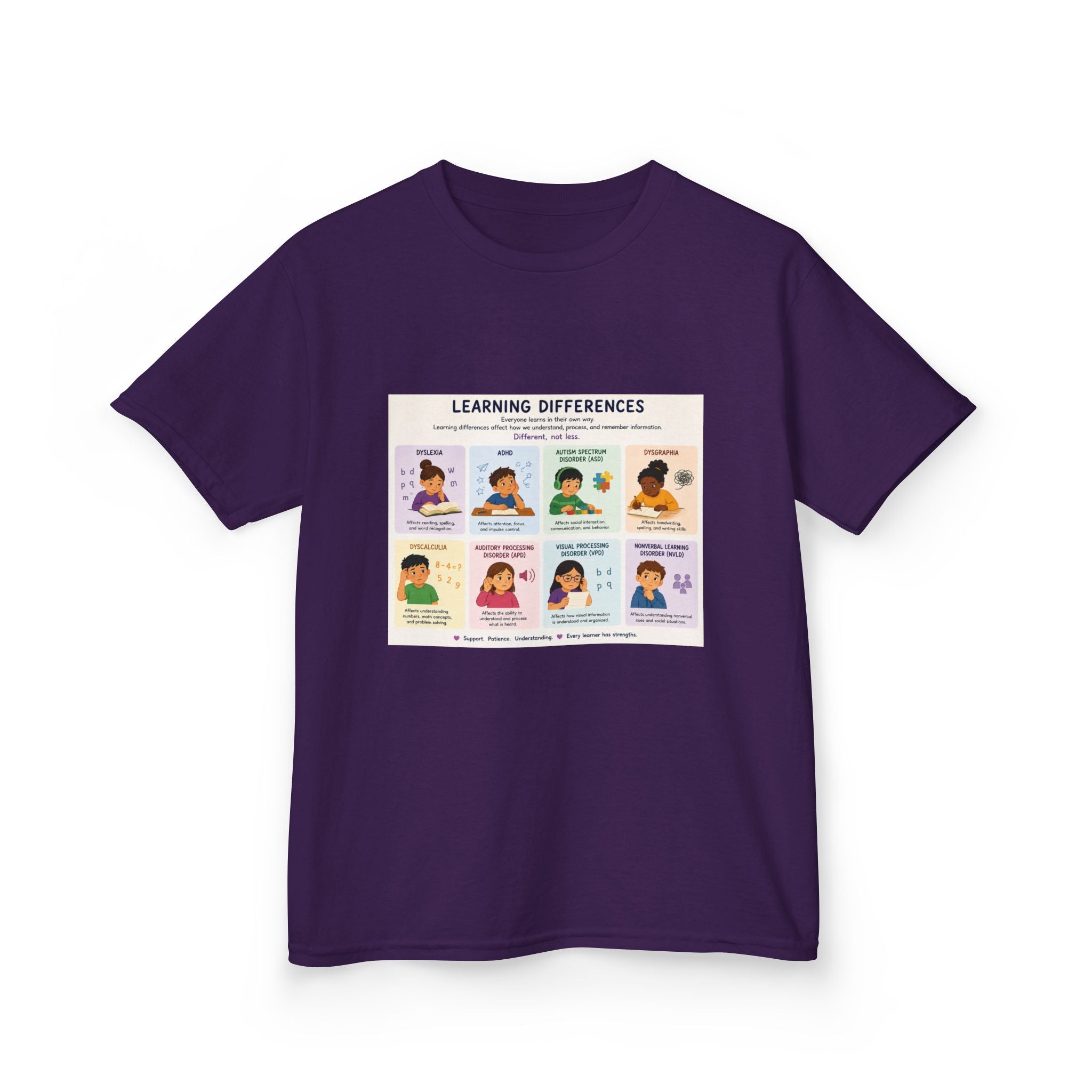 Kids Tee — 'Learning Differences' Educational Chart Graphic