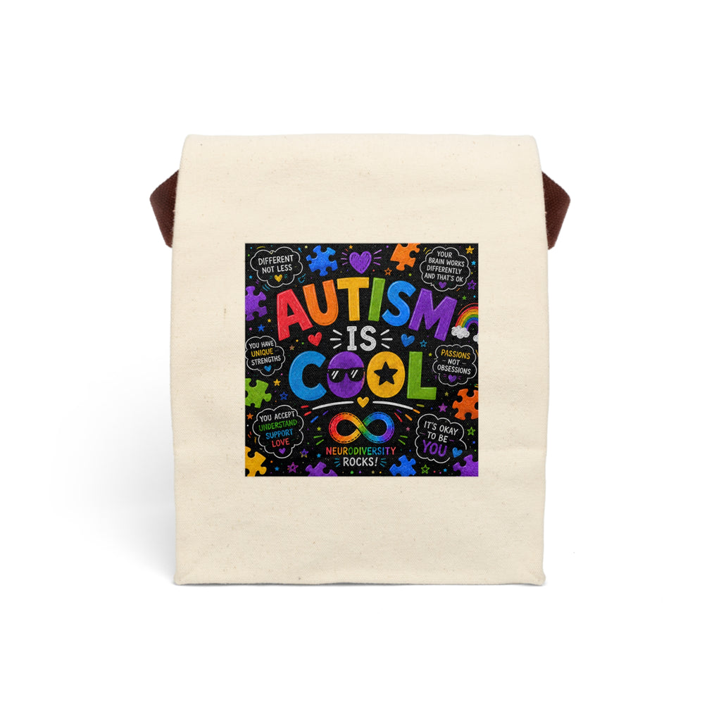 Autism Is Cool Canvas Lunch Bag — Insulated Strap Tote for School & Awareness