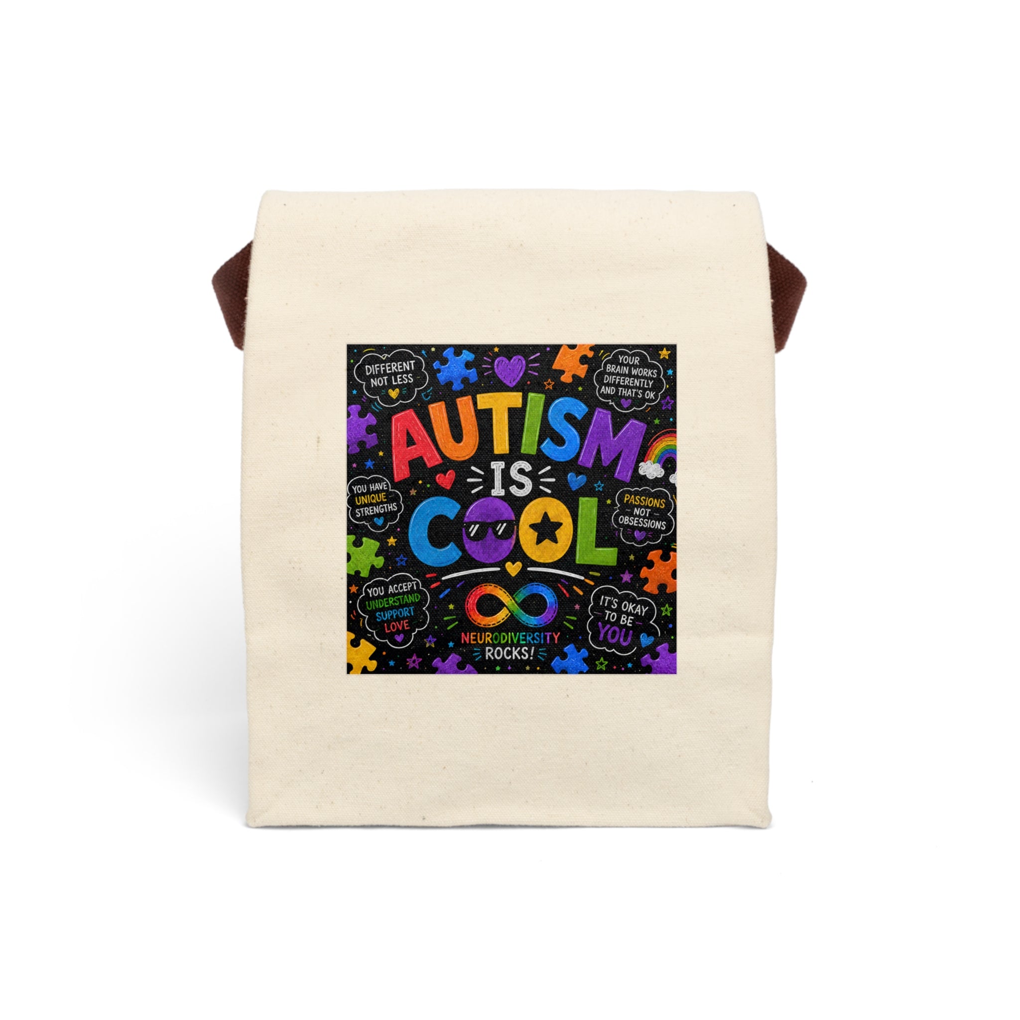 Autism Is Cool Canvas Lunch Bag — Insulated Strap Tote for School & Awareness