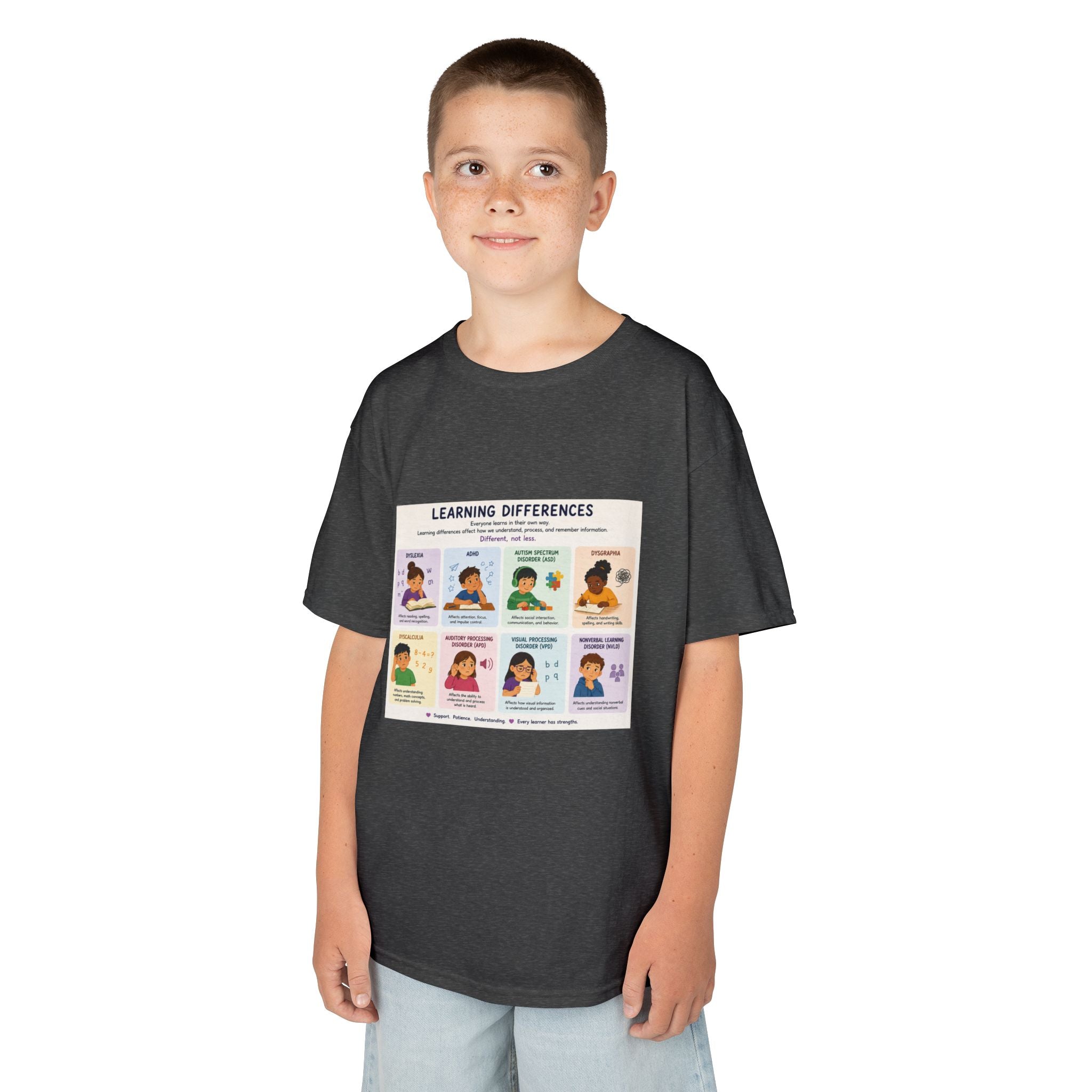 Kids Tee — 'Learning Differences' Educational Chart Graphic
