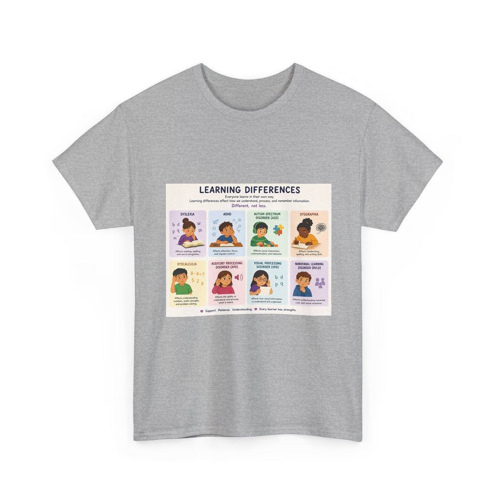 Learning Differences T-Shirt — Neurodiversity Awareness Tee (with Illustrations)