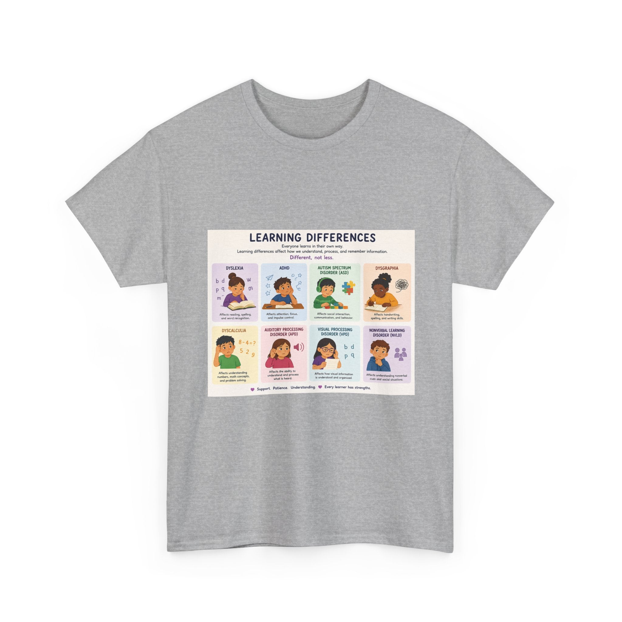 Learning Differences T-Shirt — Neurodiversity Awareness Tee (with Illustrations)