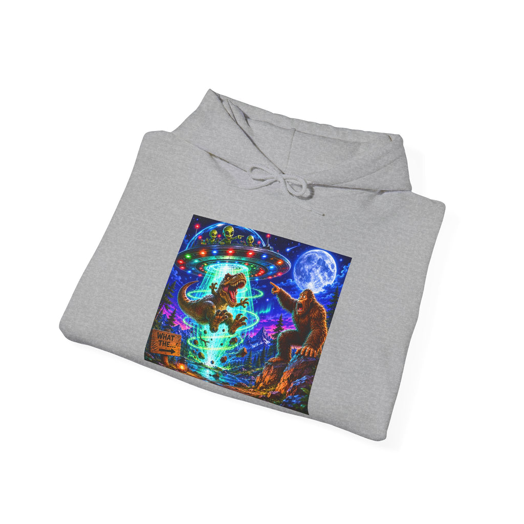 Psychedelic Alien, Dinosaur, Bigfoot Hoodie - Trippy Forest Spirit Graphic Sweatshirt