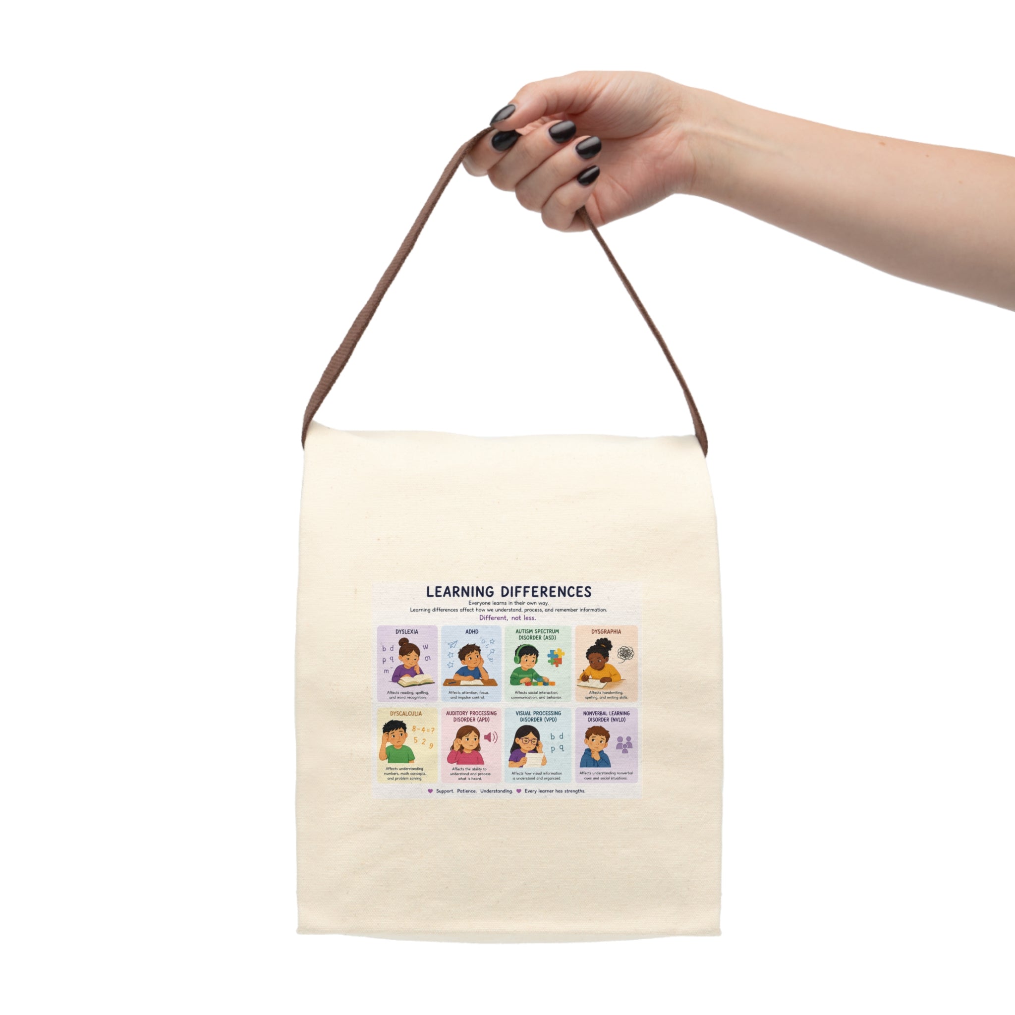 Canvas Lunch Bag — "Learning Differences" Educational Kids Lunch Tote