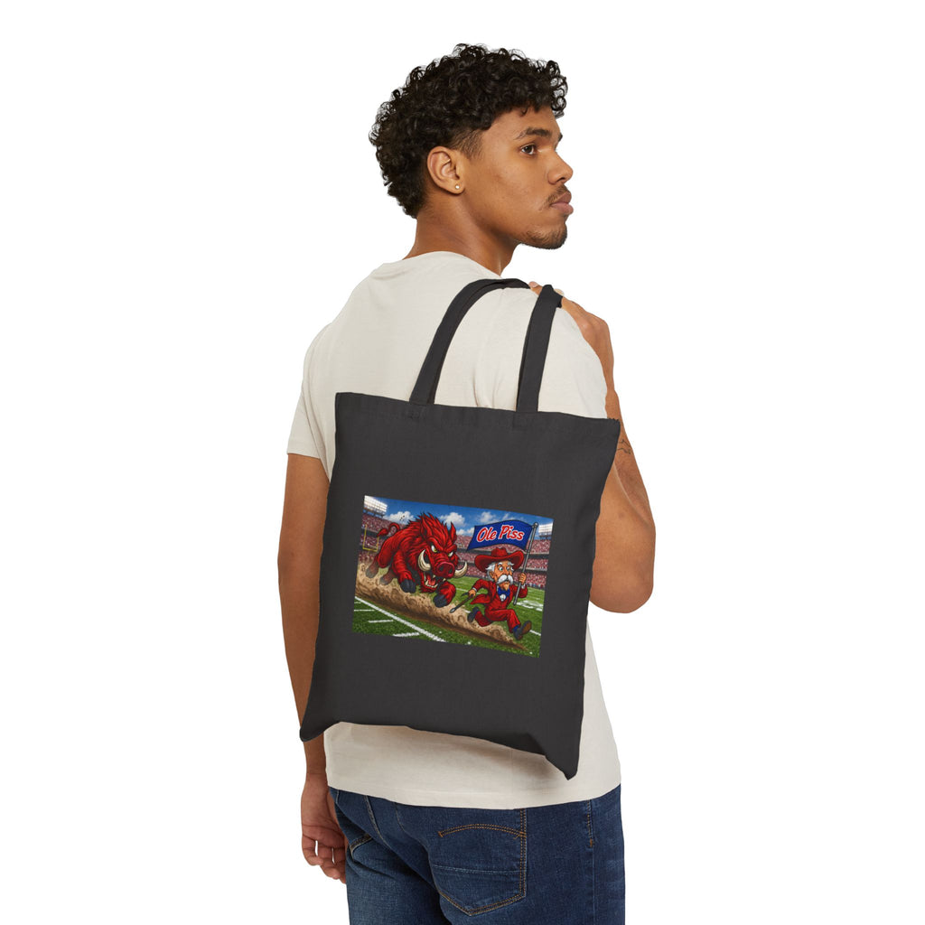 Tote Bag — "Ole Piss" Hog Chasing Colonel Canvas Tote