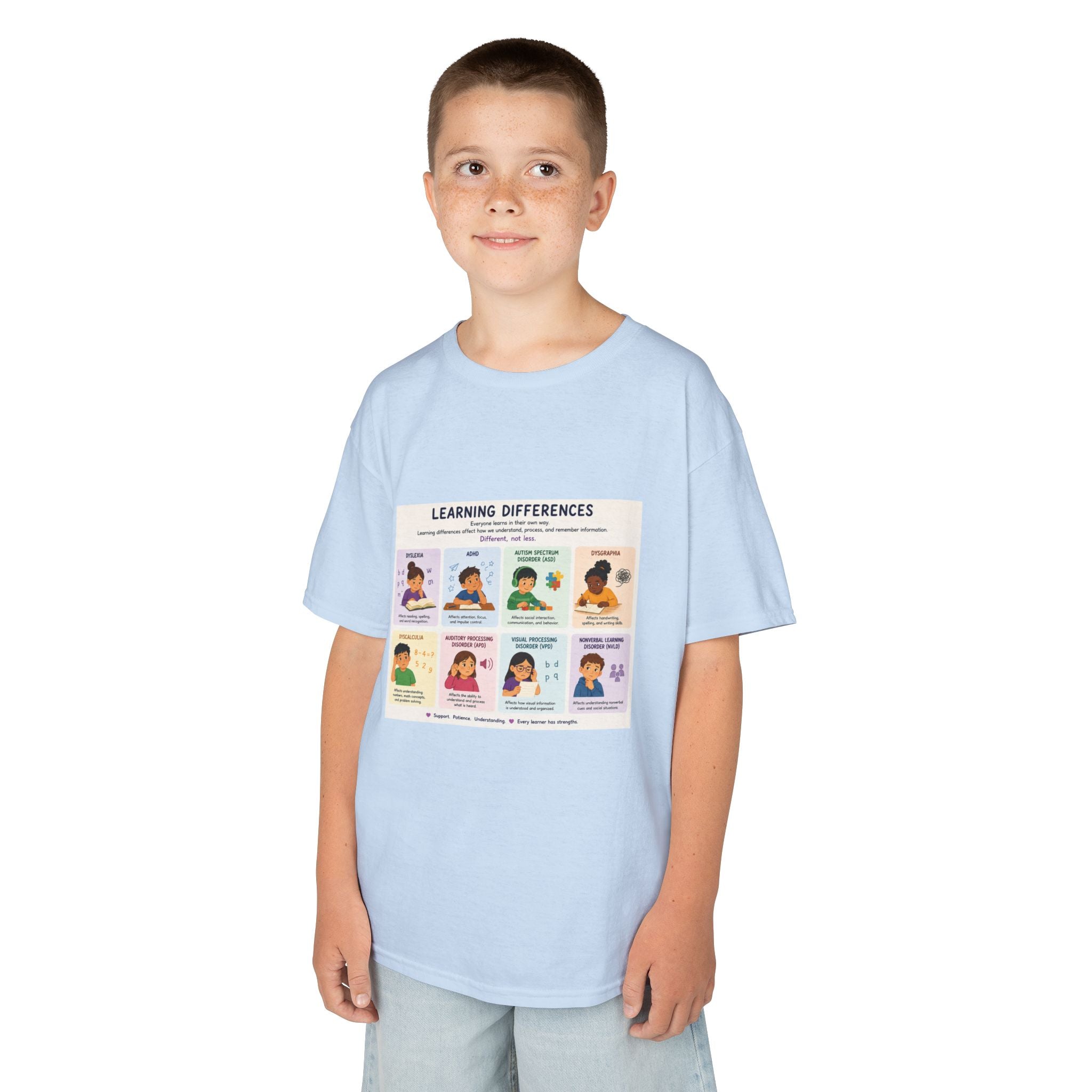 Kids Tee — 'Learning Differences' Educational Chart Graphic