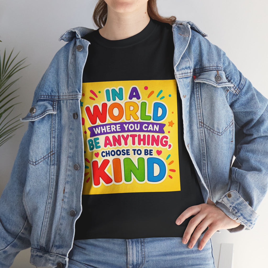 Teacher Kindness Graphic Tee — "In a World Where You Can Be Anything, Choose to Be Kind"