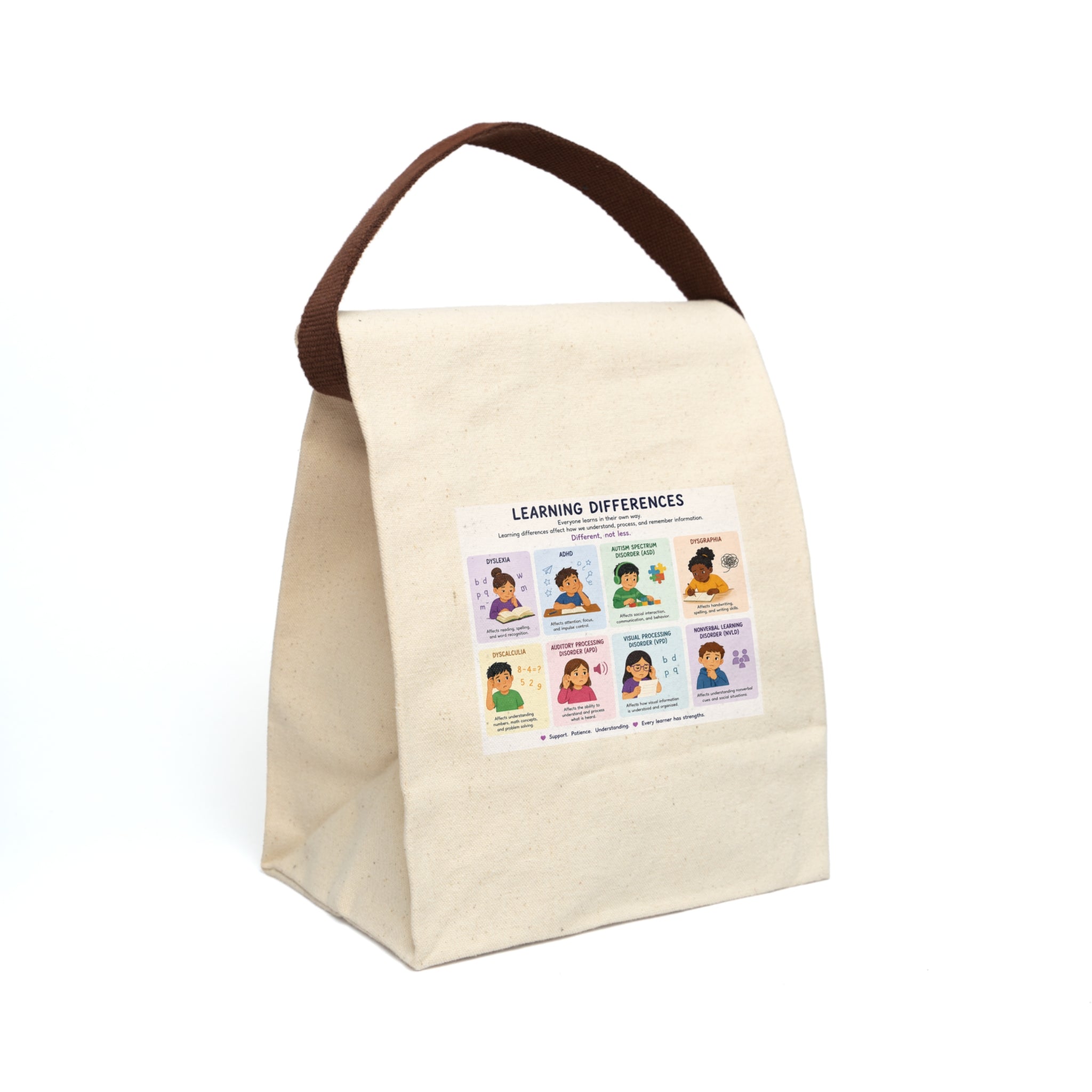 Canvas Lunch Bag — "Learning Differences" Educational Kids Lunch Tote