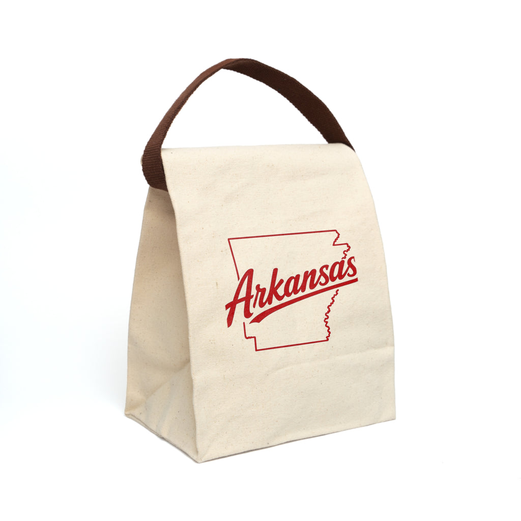 Arkansas State Canvas Lunch Bag with Strap — Retro Script Logo