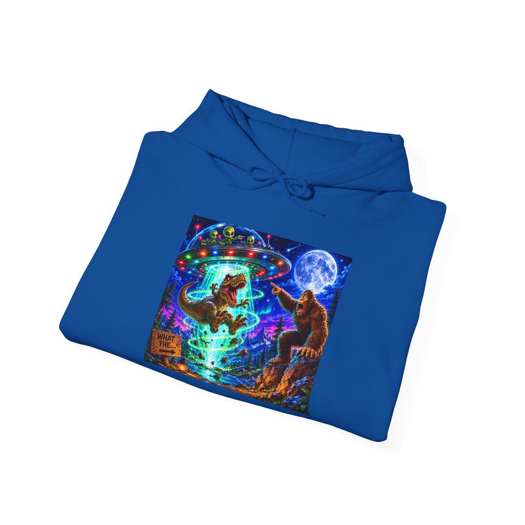 Psychedelic Alien, Dinosaur, Bigfoot Hoodie - Trippy Forest Spirit Graphic Sweatshirt