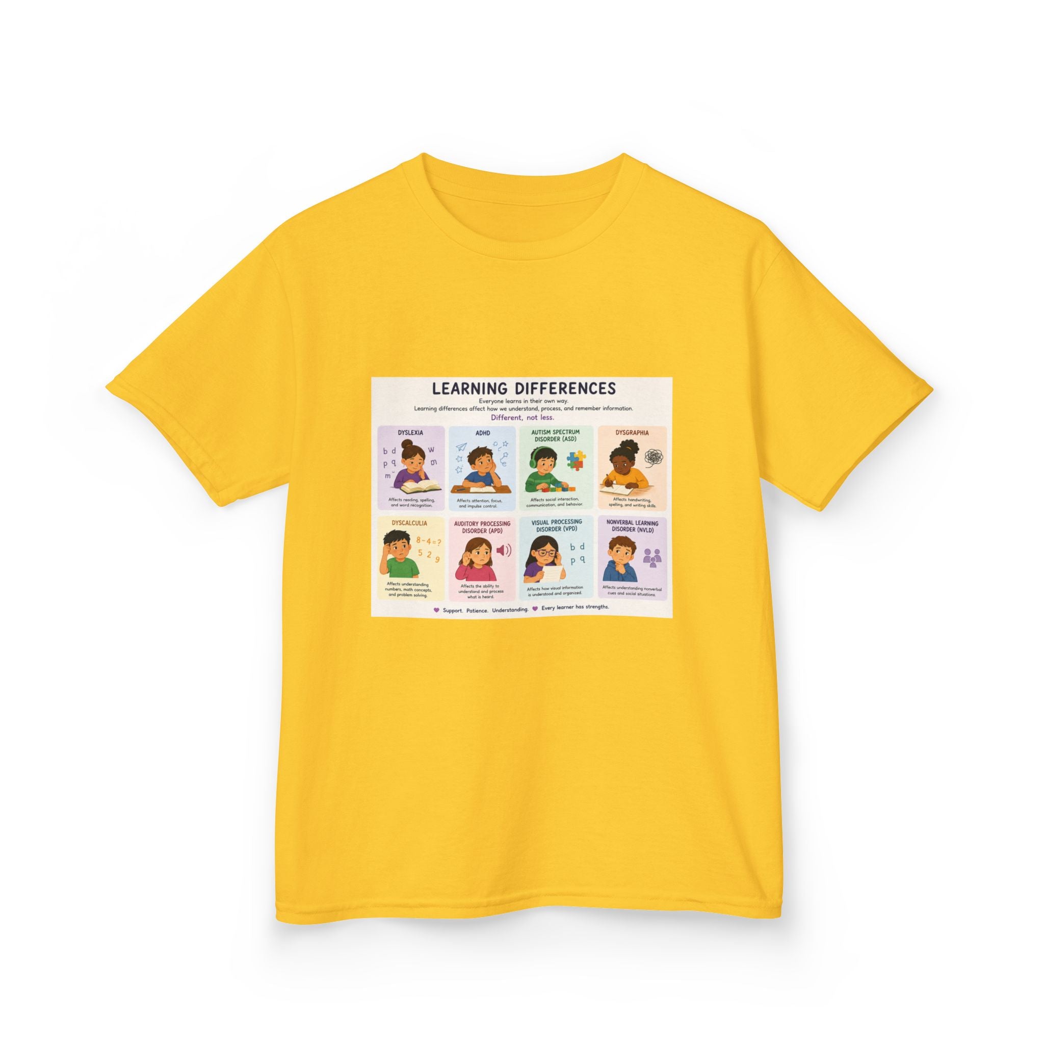 Kids Tee — 'Learning Differences' Educational Chart Graphic