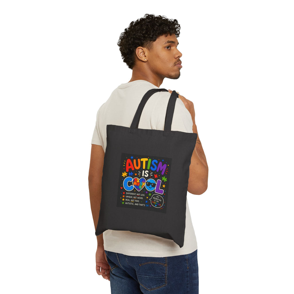 Autism Is Cool Canvas Tote Bag – Colorful Advocacy Grocery & Everyday Eco Tote