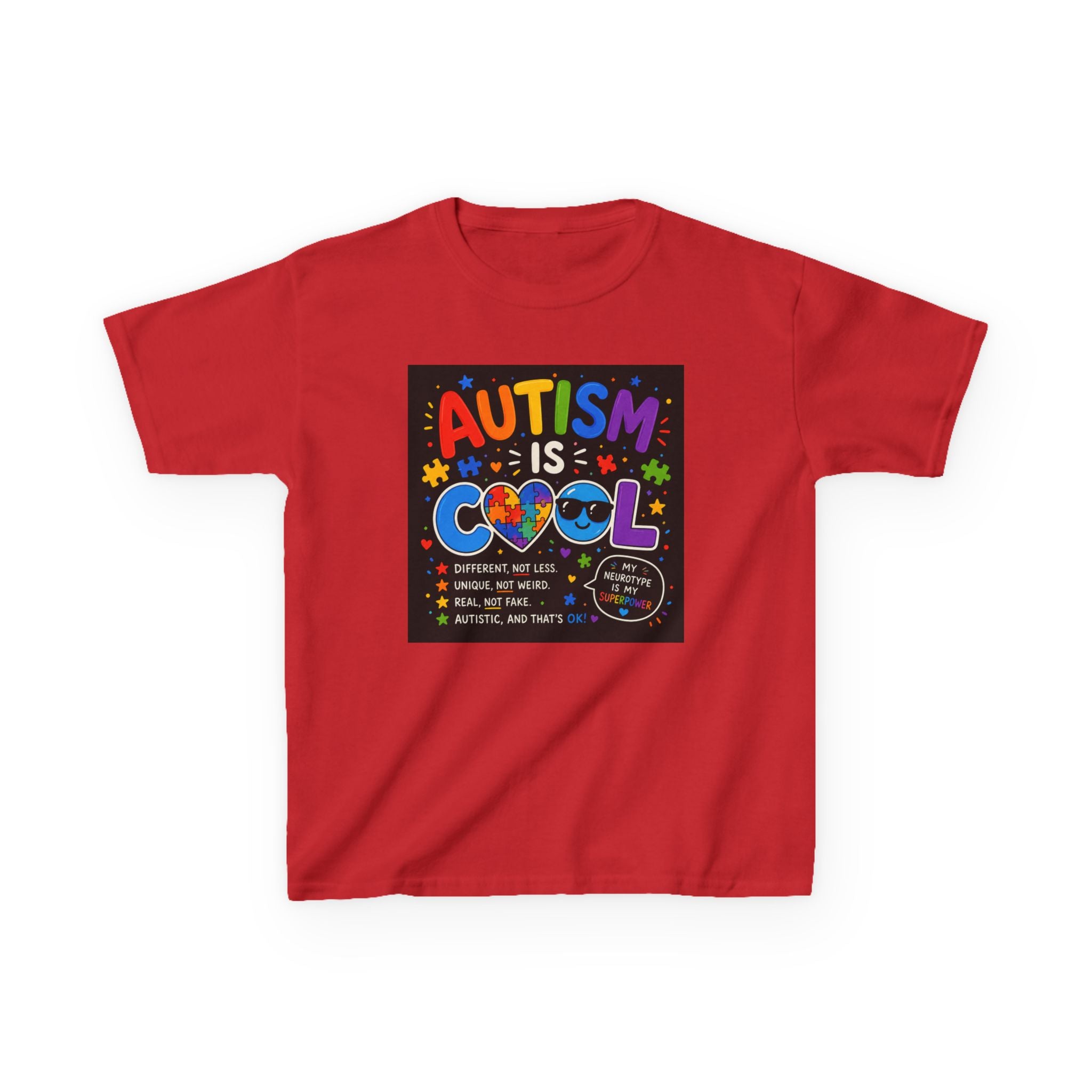 Autism Is Cool Kids T‑Shirt — Colorful Neurodiversity Pride Tee