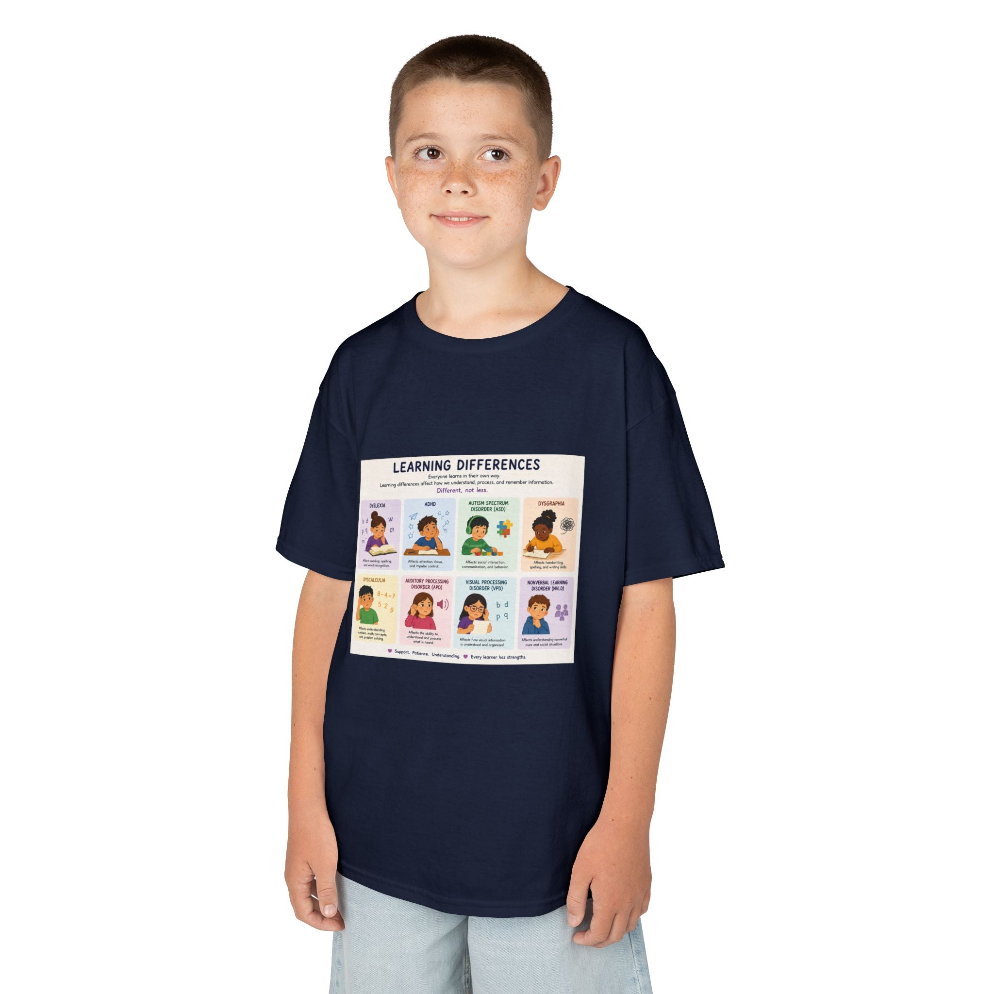 Kids Tee — 'Learning Differences' Educational Chart Graphic