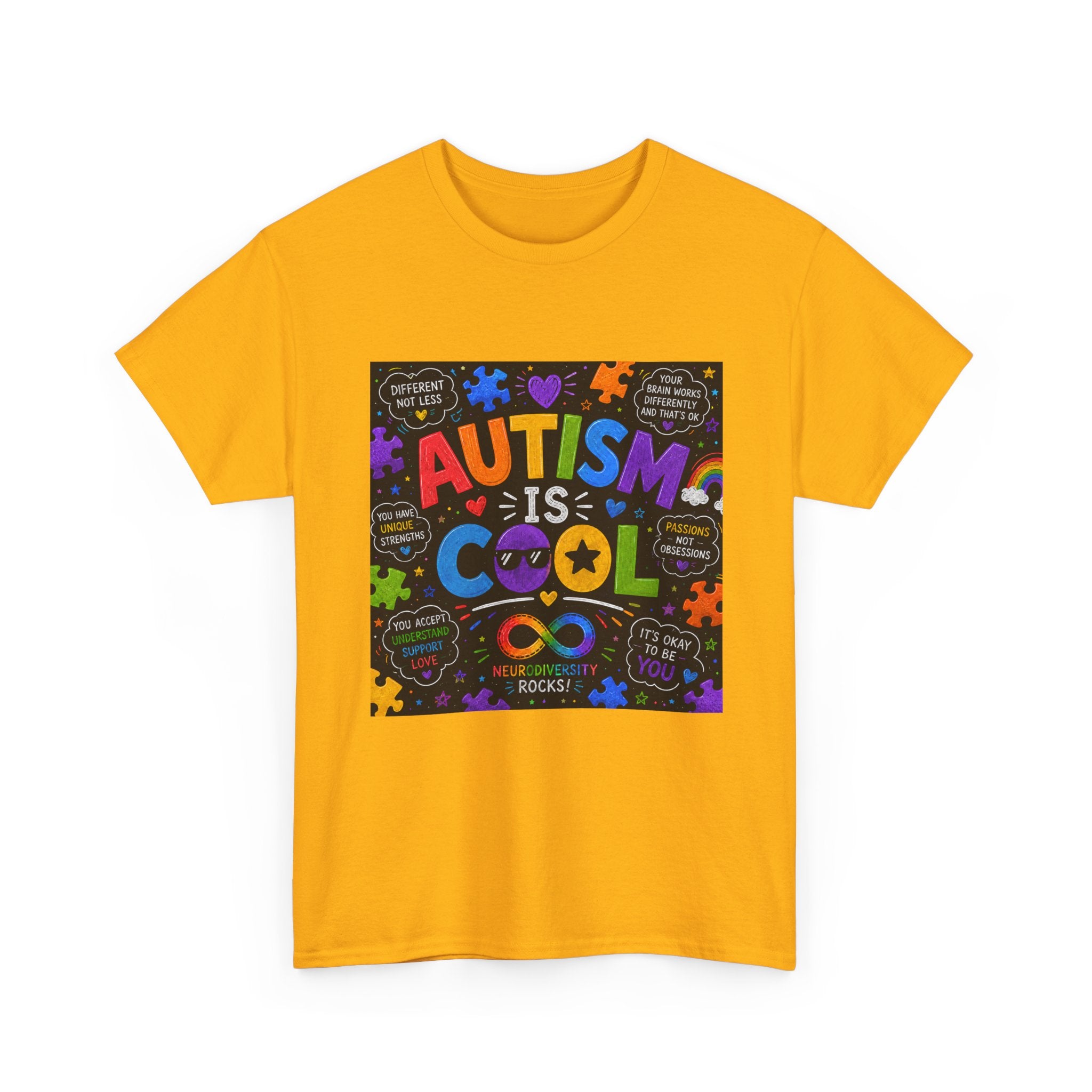 Autism Is Cool Tee — Colorful Puzzle-Heart Awareness T-Shirt