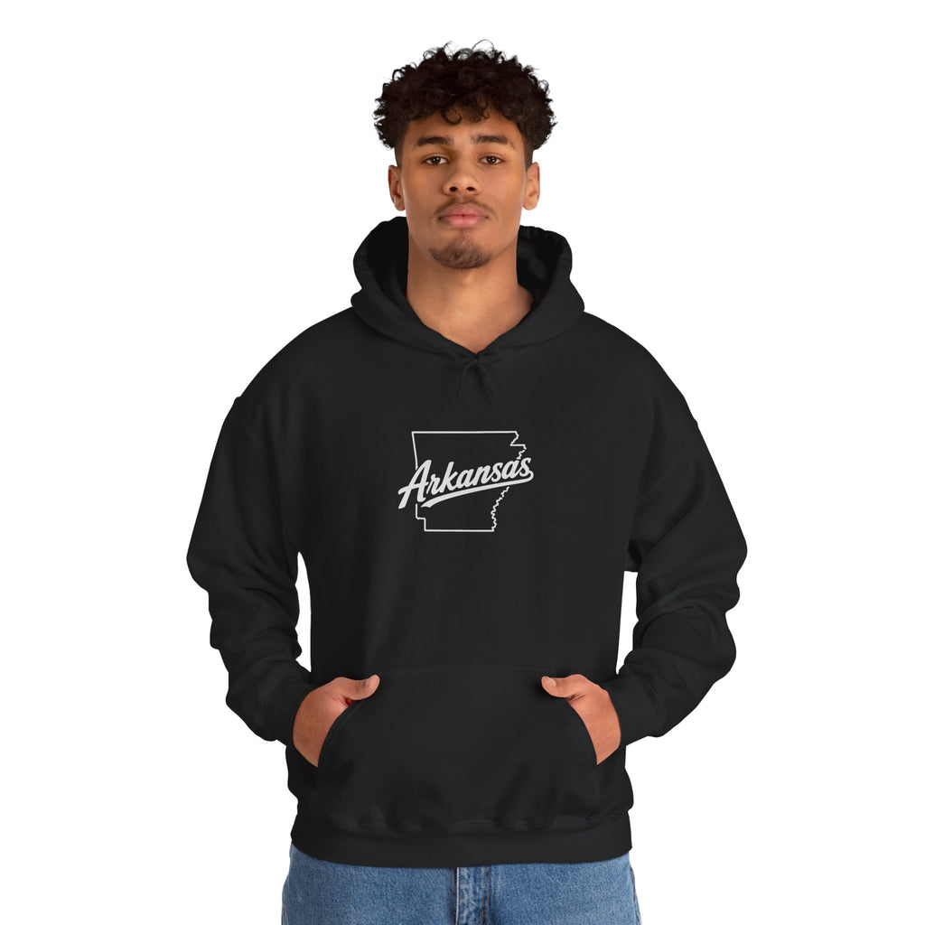 Arkansas Razorbacks State Outline Hoodie — College Mascot Basketball Back Print