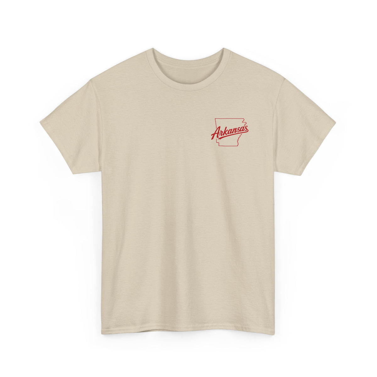 Arkansas Razorbacks Basketball Mascot Tee — Back Graphic Dunking Hog + Front Script Logo