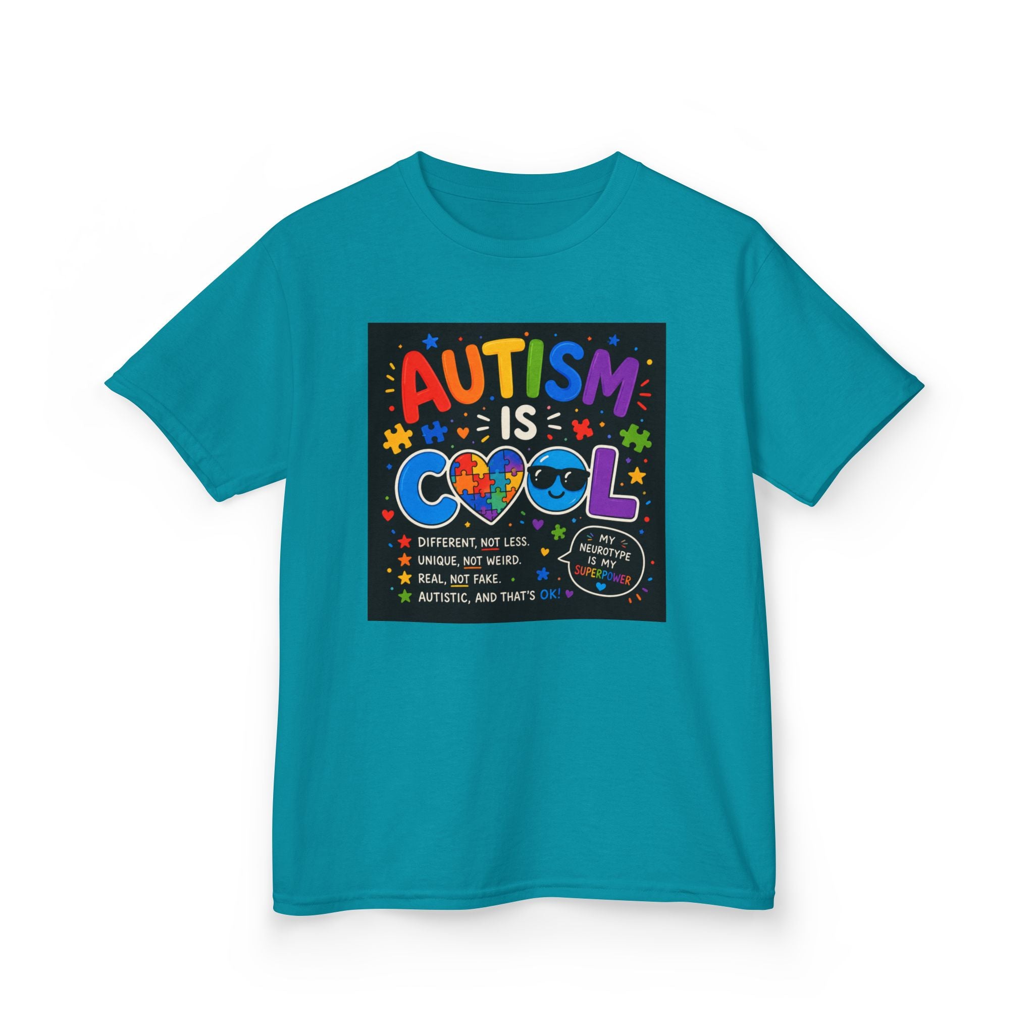 Autism Is Cool Kids T‑Shirt — Colorful Neurodiversity Pride Tee