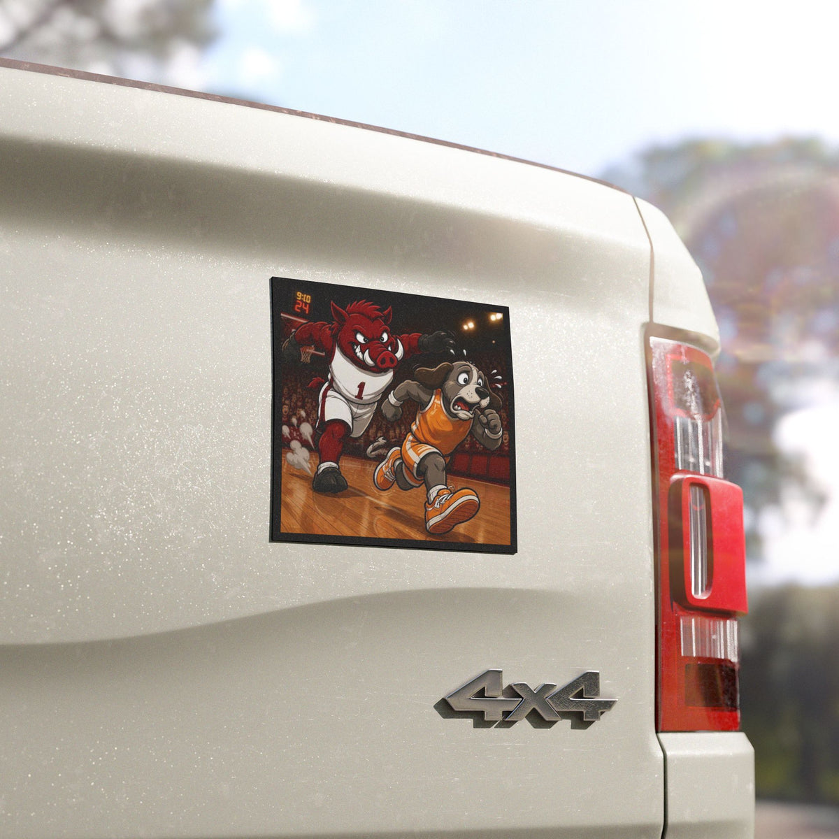 Basketball Mascot Car Magnet — Hog vs. Ole Smokey Court Chase